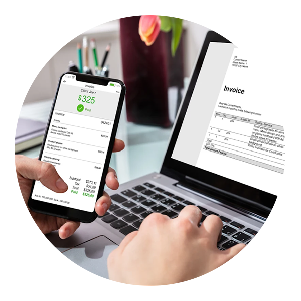 customer paying professional invoice online