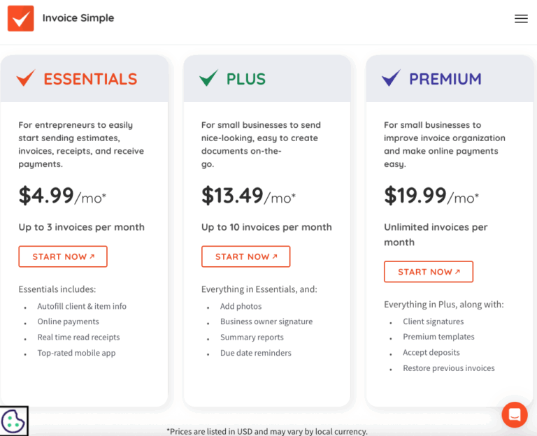 Invoiv versus Invoice Simple feature and pricing comparison