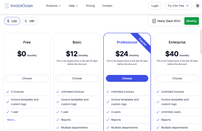 Invoiv versus InvoiceOcean feature and pricing comparison