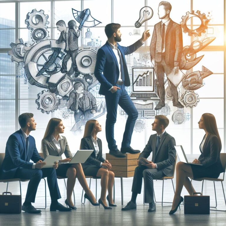A business leader facilitating effective business meetings with a professional team focused on collaboration and decision making